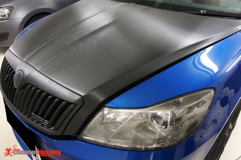 Skoda Octavia Carbon Fibre Vinyl Bonnet Wrap.JPG